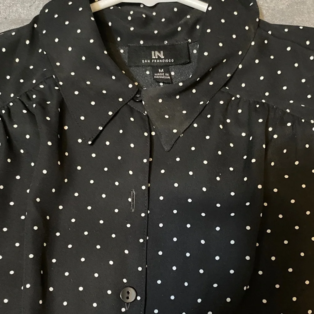 I.N. San Francisco Black and White Polka Dot Top - Picture 4 of 11